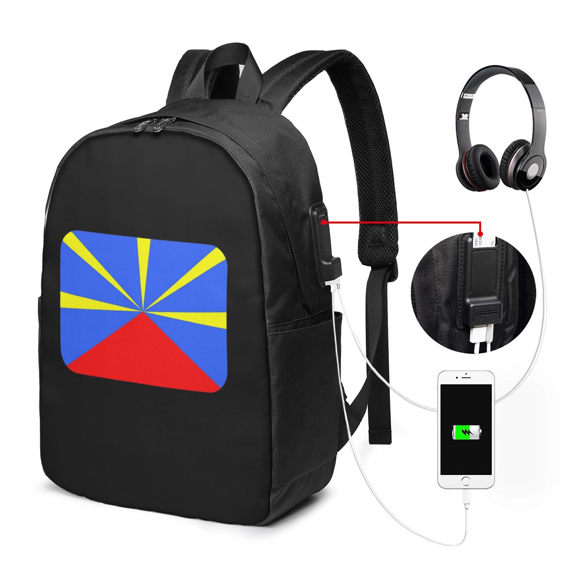 Laptop Bag - 974 เรอูนียงไอส์แลนด์ แฟล็ก แบ็คแพ็ค กระเป๋าใส่โน๊ตบุ๊ค กระเป๋าคอมพิวเตอร์